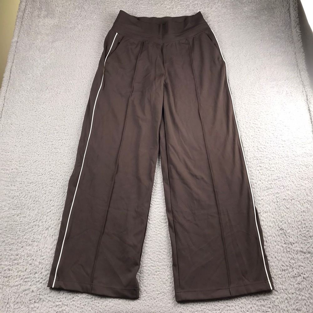 Athleta Venice High-Rise Track Stripe Wide Leg Pants Womens M (30x30) Dark Brown